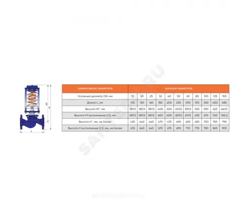 Регулятор давления после себя чугун RDT-T Ду 32 Ру16 фл Рп0.24-3 Kvs=6.3м3/ч Теплосила RDT-T-1.2-32-6.3