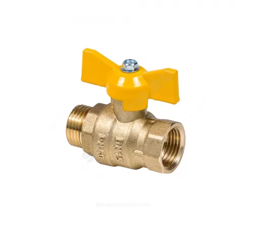 Кран шаровой латунь газ Эксперт Ду 25 Ру40 ВР/НР полнопроходной бабочка Dist 223Б