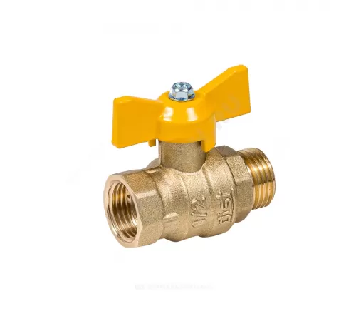 Кран шаровой латунь газ Эксперт Ду 25 Ру40 ВР/НР полнопроходной бабочка Dist 223Б