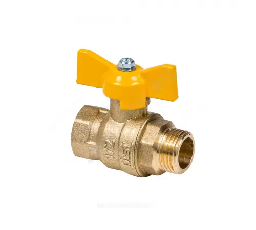 Кран шаровой латунь газ Эксперт Ду 25 Ру40 ВР/НР полнопроходной бабочка Dist 223Б