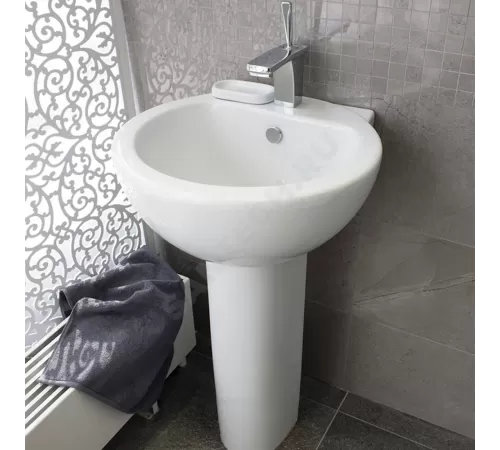 Умывальник подвесной Art 50 1 отверстие под смеситель по центру белый Sanita Luxe WB.PD/Art/50-C/WHT.G/S1