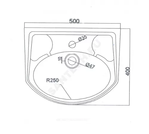 Умывальник мебельный Браво 50 1 отверстие под смеситель по центру белый Лобненский стройфарфор 10/1/5/1-17