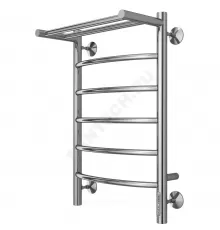 Полотенцесушитель электрический нерж сталь Лесенка с полочкой 90 Вт 400х650мм 6П со встроенным диммером справа Классик Терминус 4670078531384