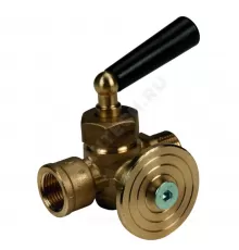 Кран для манометра 3-ходовой латунь R228I Ду 10 Ру16 ВР/НР G3/8" с рукояткой с фланцем Giacomini R228IY002