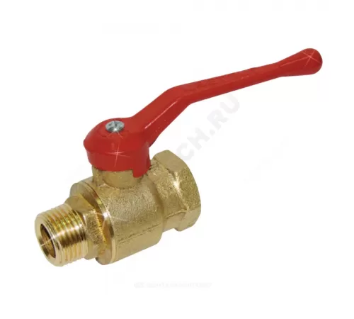Кран шаровой латунь 11б27п5 Ду 25 Ру16 ВР/НР полнопроходной рычаг красный Цветлит ZW10110