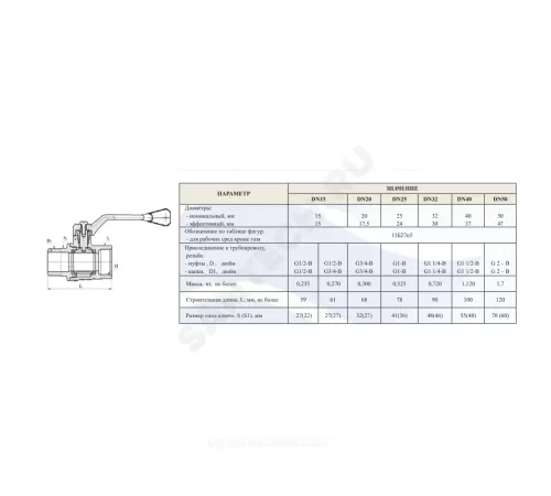 Кран шаровой латунь 11б27п5 Ду 25 Ру16 ВР/НР полнопроходной рычаг красный Цветлит ZW10110
