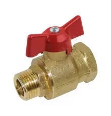 Кран шаровой латунь 11б27п5 Ду 20 Ру16 ВР/НР полнопроходной бабочка красная Цветлит ZW10091
