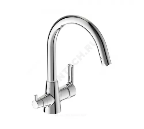 Смеситель для кухонной мойки ручка сбоку одноручный излив с каналом для питьевой воды UNO Vidima BA356AA