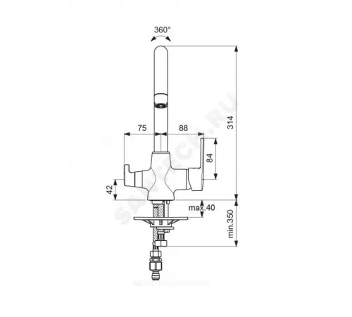 Смеситель для кухонной мойки ручка сбоку одноручный излив с каналом для питьевой воды UNO Vidima BA356AA
