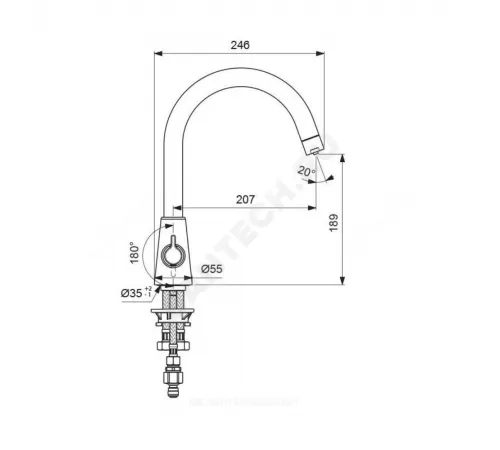 Смеситель для кухонной мойки ручка сбоку одноручный излив с каналом для питьевой воды UNO Vidima BA356AA