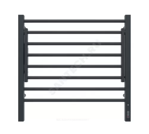 Полотенцесушитель электрический сталь Лесенка 197 Вт 600х600мм 8П со встроенным диммером справа черный муар Горизонт Терминус 4670078543523