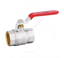 Кран шаровой латунь никель BS1152A Ду 32 Ру25 ВР полнопроходной рычаг красный Tecofi BS1152A-02PF0032