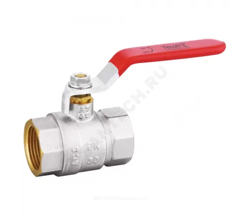 Кран шаровой латунь никель BS1152A Ду 32 Ру25 ВР полнопроходной рычаг красный Tecofi BS1152A-02PF0032