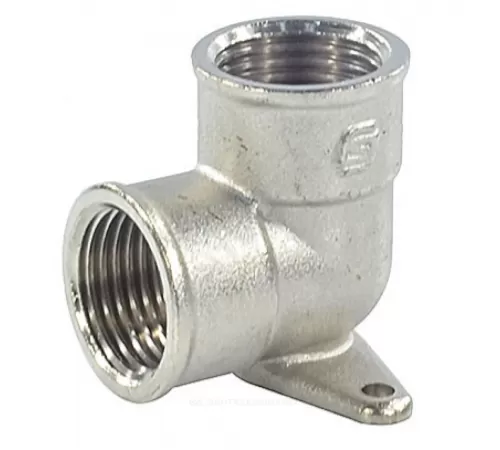 Угольник латунь никель установочный Ду 15 (1/2") 2 отверстия ВР/ВР SantechSystems