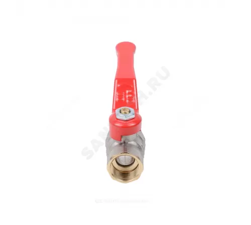 Кран шаровой латунь никель Стандарт Ду 15 Ру40 ВР полнопроходной рычаг красный Dist Н311Р