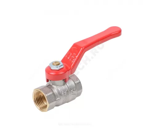 Кран шаровой латунь никель Стандарт Ду 15 Ру40 ВР полнопроходной рычаг красный Dist Н311Р