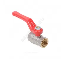 Кран шаровой латунь никель Стандарт Ду 15 Ру40 ВР полнопроходной рычаг красный Dist Н311Р