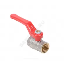 Кран шаровой латунь никель Стандарт Ду 15 Ру40 ВР полнопроходной рычаг красный Dist Н311Р