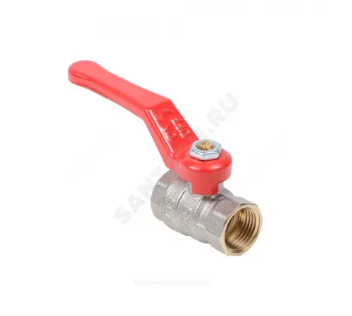 Кран шаровой латунь никель Стандарт Ду 15 Ру40 ВР полнопроходной рычаг красный Dist Н311Р