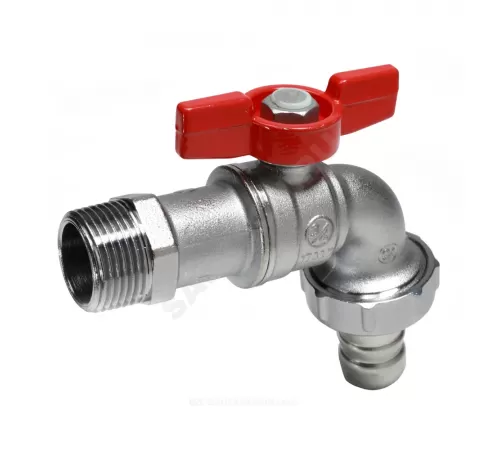 Кран шаровой водоразборный латунь со штуцером R620 Ду 25 Ру10,5 НР/штуц R1" бабочка L=87мм Giacomini R620X015