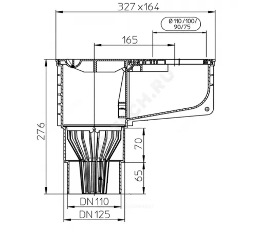 Дождеприемник PP с ловушкой для листвы Дн 110/125 вертикальный выпуск HL HL660/2