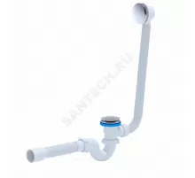 Слив-перелив для ванны трубный автоматический 1 1/2"x40 с гофрой 40х50 слив клапан "клик-клак" (грибок-сетка), пробка D=68мм АНИ Пласт EC155GS