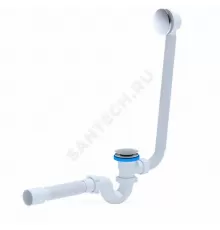 Слив-перелив для ванны трубный автоматический 1 1/2"x40 с гофрой 40х50 слив клапан "клик-клак" (грибок-сетка), пробка D=68мм АНИ Пласт EC155GS