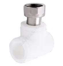 Тройник PP-R комбинированный белый Дн 20х1/2" с накидной гайкой VALFEX 11140020