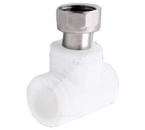 Тройник PP-R комбинированный белый Дн 20х1/2" с накидной гайкой VALFEX 11140020