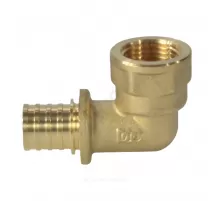 Угольник для PE-X труб аксиальный латунь Дн 16х1/2" ВР РОС