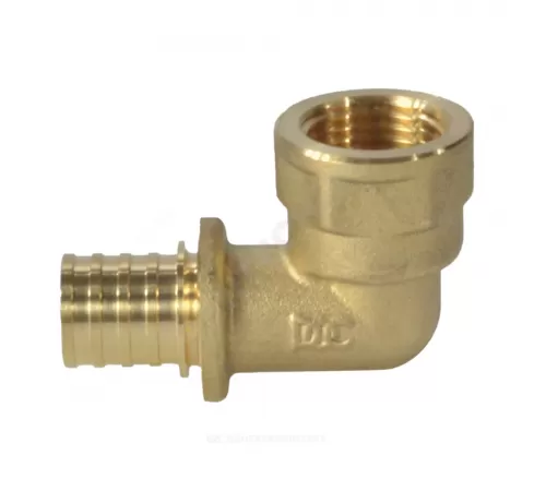 Угольник для PE-X труб аксиальный латунь Дн 20х1/2" ВР РОС