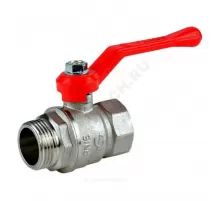 Кран шаровой латунь никель Стандарт 221 аналог 11б27п1 Ду 15 Ру40 ВР/НР полнопроходной рычаг красный ГАЛЛОП 107292