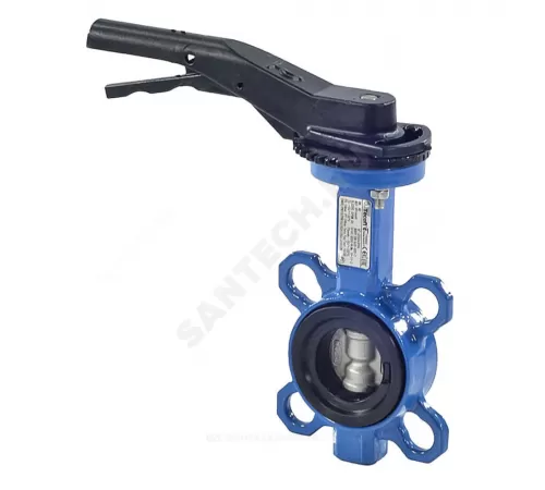 Затвор дисковый поворотный чугун VPI4449-02EP Ду 150 Ру16 межфл с рукояткой диск нерж манжета EPDM Tecofi VPI4449-02EP0150