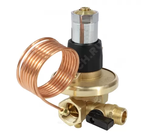 Клапан балансировочный автомат латунь 2010 Ду 20 Ру16 Тмакс=120 оС ВР 5-25 кПа Kvs=2.5м3/ч со спускником EURO Aquasfera 2010-02