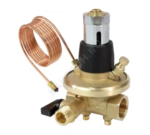 Клапан балансировочный автомат латунь 2010 Ду 20 Ру16 Тмакс=120 оС ВР 5-25 кПа Kvs=2.5м3/ч со спускником EURO Aquasfera 2010-02