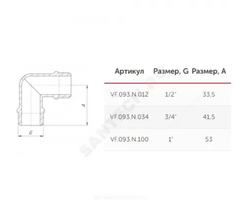 Угольник латунь никель Ду 20 (3/4") НР/НР VALFEX VF.093.N.034