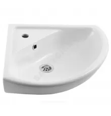 Умывальник угловой мебельный Элегия 1 отверстие под смеситель по центру белый Rosa (Кировская керамика)