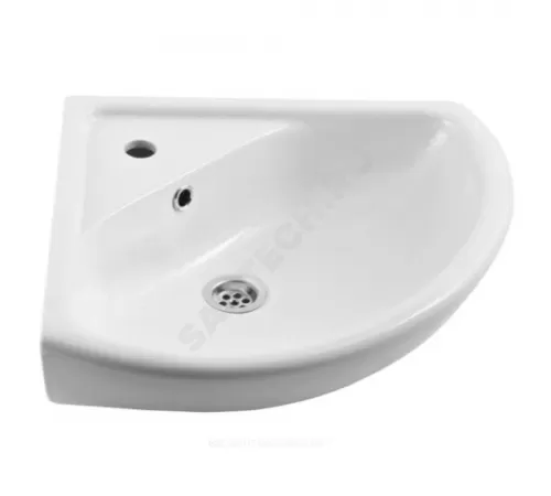 Умывальник угловой мебельный Элегия 1 отверстие под смеситель по центру белый Rosa (Кировская керамика)