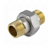 Соединитель латунь никель американка Ду 15 (1/2") прямой НР/НР 9014 ГОСТ 32585-2013 Aquasfera 9014-01