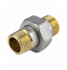 Соединитель латунь никель американка Ду 15 (1/2") прямой НР/НР 9014 ГОСТ 32585-2013 Aquasfera 9014-01