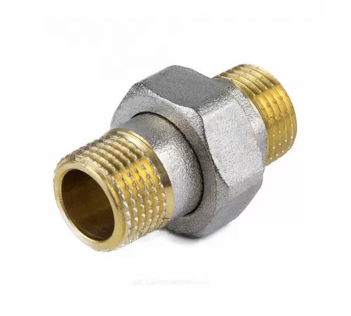 Соединитель латунь никель американка Ду 15 (1/2") прямой НР/НР 9014 ГОСТ 32585-2013 Aquasfera 9014-01