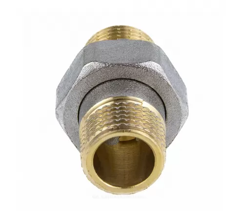 Соединитель латунь никель американка Ду 15 (1/2") прямой НР/НР 9014 ГОСТ 32585-2013 Aquasfera 9014-01