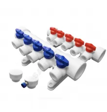 Группа PP-R коллекторная белая Дн 40х20 на 5 выходов с кранами VALFEX 101144005