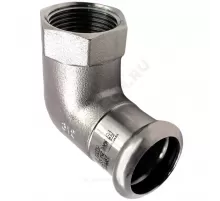 Угольник сталь нерж AISI 316L 90гр Дн 22х3/4" Ру16 пресс/ВР Inoxpres RM 198304022