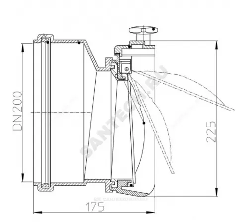 Клапан обратный канализационный коричневый Дн 200 б/нап с заслонкой из нерж стали, монтажным лючком HL 720