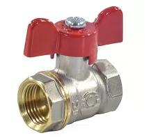 Кран шаровой латунь никель 11Б27фт1М OPTIMA Ду 20 Ру25 ВР полнопроходной бабочка красная VALFEX VF.217.NLB1.034