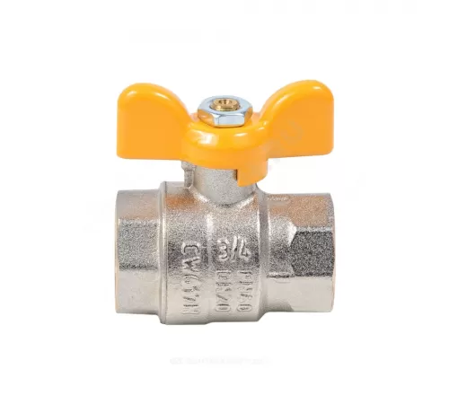 Кран шаровой латунь никель газ Эксперт Ду 25 Ру40 ВР/НР полнопроходной бабочка Dist Н223Б