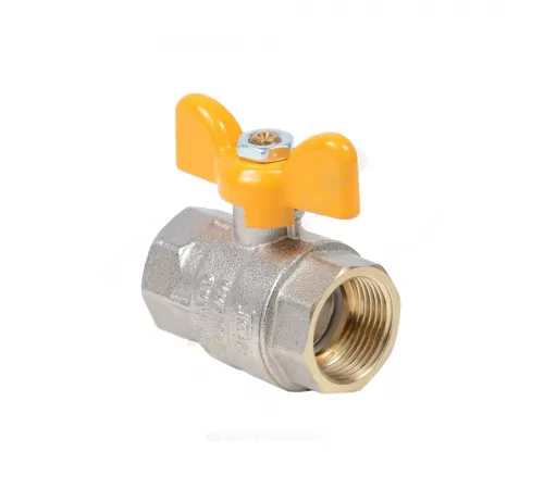 Кран шаровой латунь никель газ Эксперт Ду 25 Ру40 ВР/НР полнопроходной бабочка Dist Н223Б