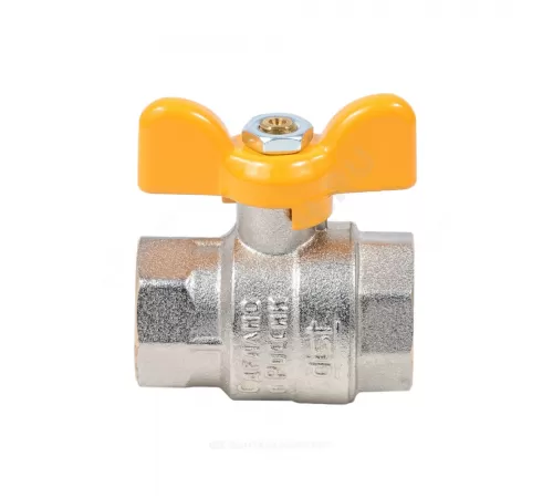 Кран шаровой латунь никель газ Эксперт Ду 25 Ру40 ВР/НР полнопроходной бабочка Dist Н223Б
