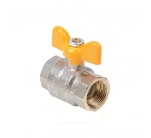 Кран шаровой латунь никель газ Эксперт Ду 25 Ру40 ВР/НР полнопроходной бабочка Dist Н223Б